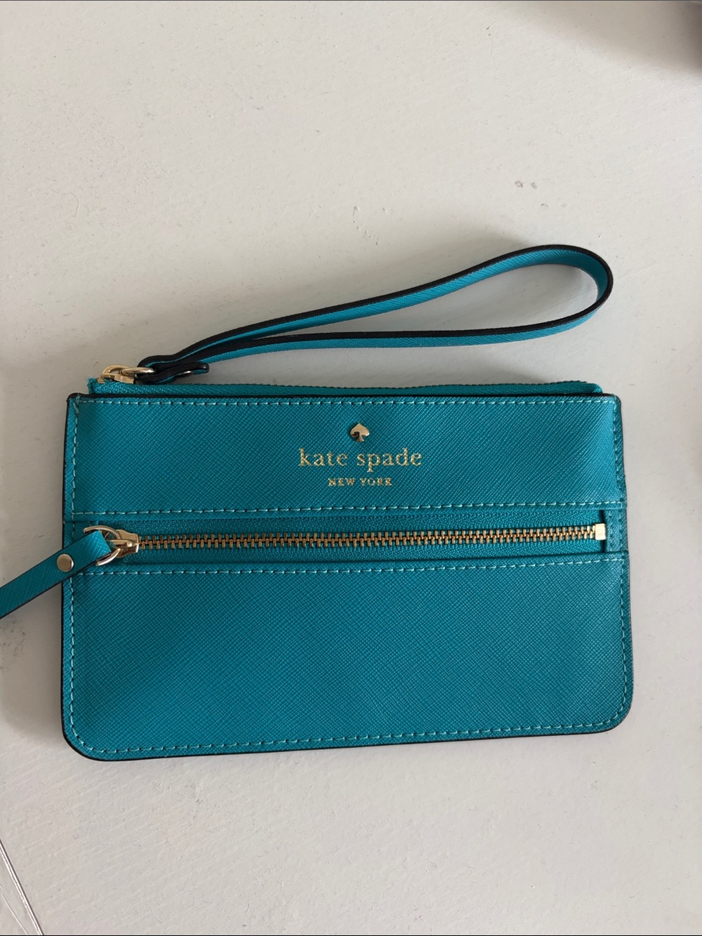 kate spade Teal Wristlet Clutch with Gold Hardware